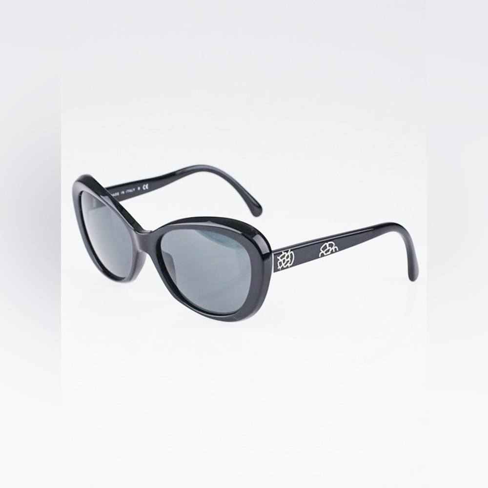 Chanel Black Acetate Frame Camellia Print Sunglasses-5246